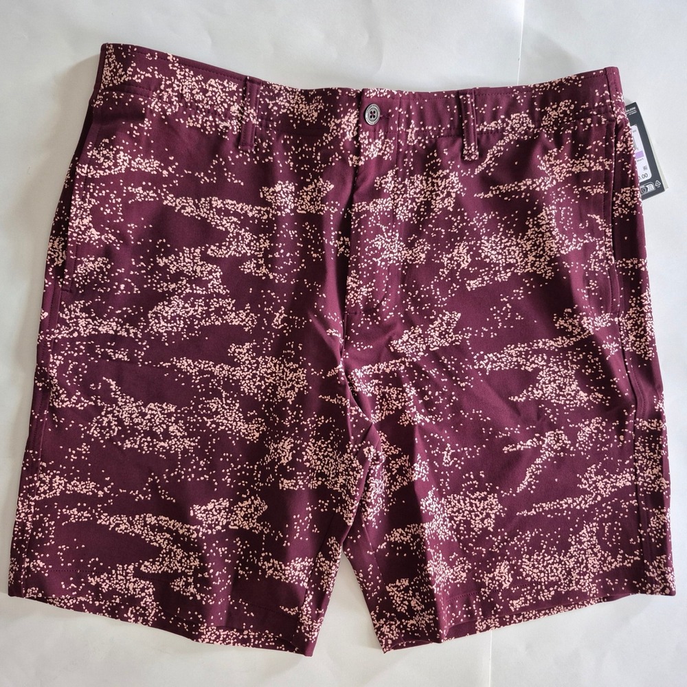 Under Armour Mens UA Golf Shorts Burhundy Speckled AOP 1377303 Size 38